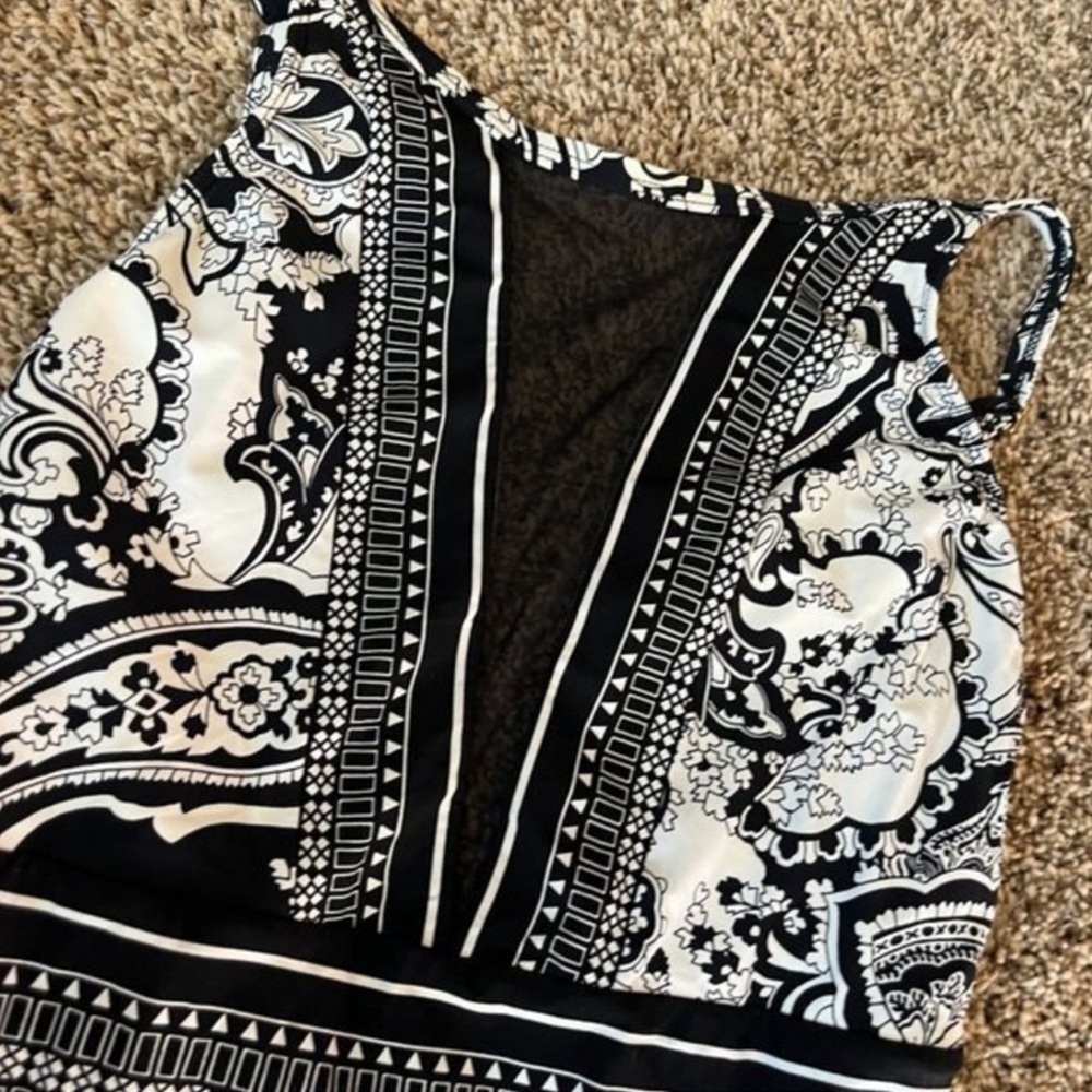 La Blanca black and white patterned mesh one piece swimsuit